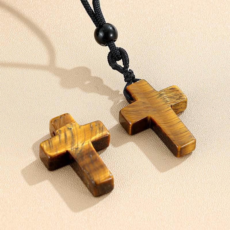 FREE Today: Versatile Natural Stone Cross Knot Necklace: Charm of Everlasting Divine Favor - Tiger's Eye - image 0