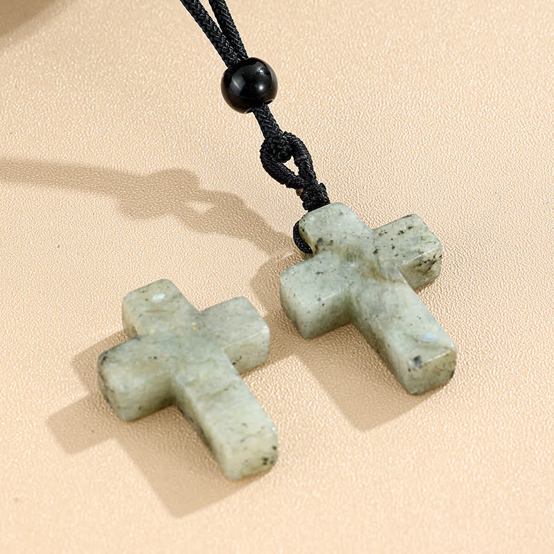Christianartworkshop Versatile Natural Stone Cross Knot Necklace: Charm of Everlasting Divine Favor - Labradorite - image 12
