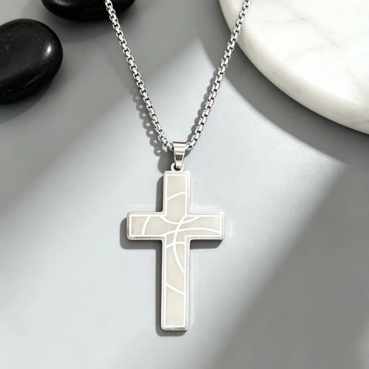Christianartworkshop Modern Engraved Stainless Steel Cross Necklace: Bearer of Quiet Heavenly Comfort - Silver - image 2