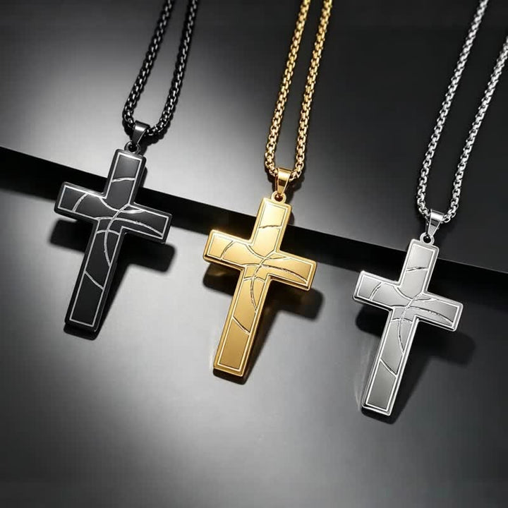 Christianartworkshop Modern Engraved Stainless Steel Cross Necklace: Bearer of Quiet Heavenly Comfort - image 0