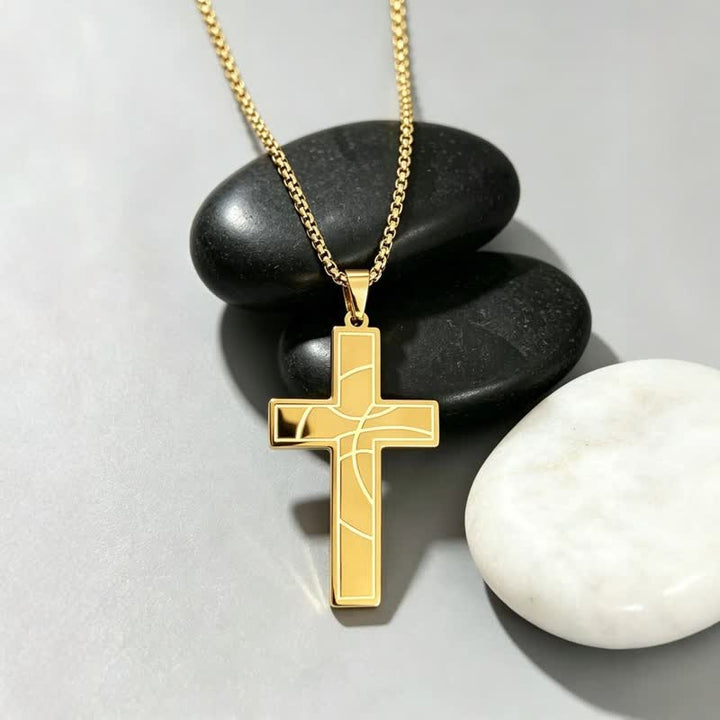 Christianartworkshop Modern Engraved Stainless Steel Cross Necklace: Bearer of Quiet Heavenly Comfort - Golden - image 3