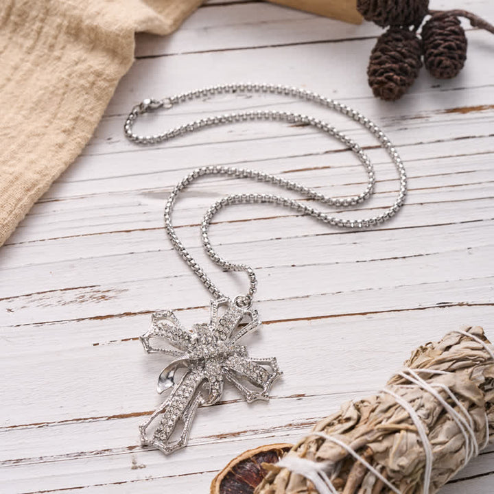 Christianartworkshop Luxe Jeweled Hollow Cross Box Chain Necklace: Icon of Quiet Heavenly Serenity - image 5