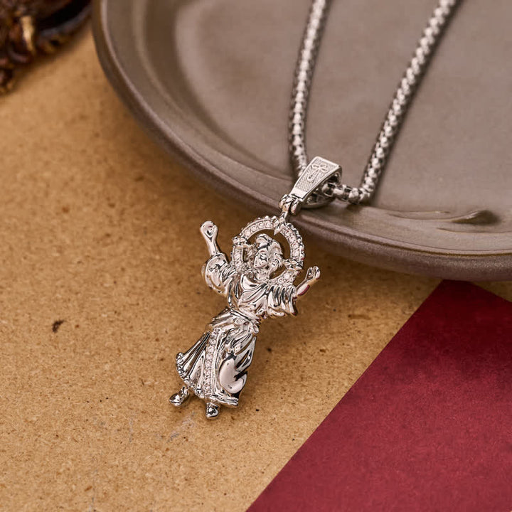 Christianartworkshop Ornate 3D Divine Child Jesus Wheat Chain Necklace: Icon of Quiet Sacred Serenity - image 7