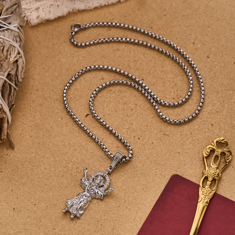 Christianartworkshop Ornate 3D Divine Child Jesus Wheat Chain Necklace: Icon of Quiet Sacred Serenity - image 6