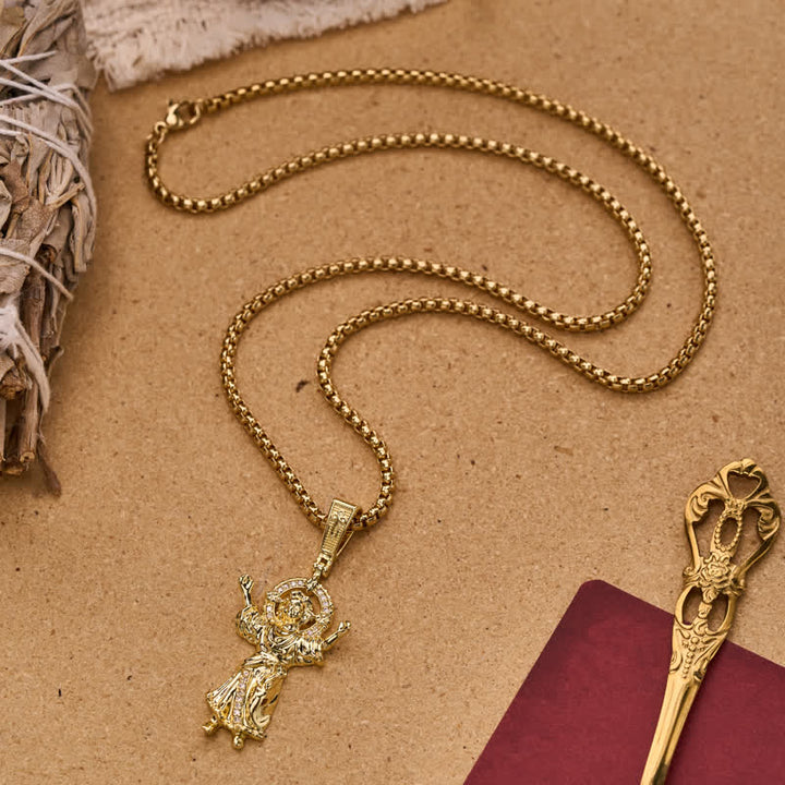 Christianartworkshop Ornate 3D Divine Child Jesus Wheat Chain Necklace: Icon of Quiet Sacred Serenity - image 2