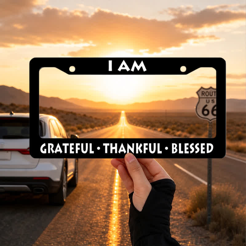 Christianartworkshop I Am Blessed Inscribed Metal Car Frame: Token of Abiding Heavenly Favor - 12.24"*6.26"*0.4"/31.1cm*15.9cm*1cm (Standard 6"x12" US plate size) - image 0