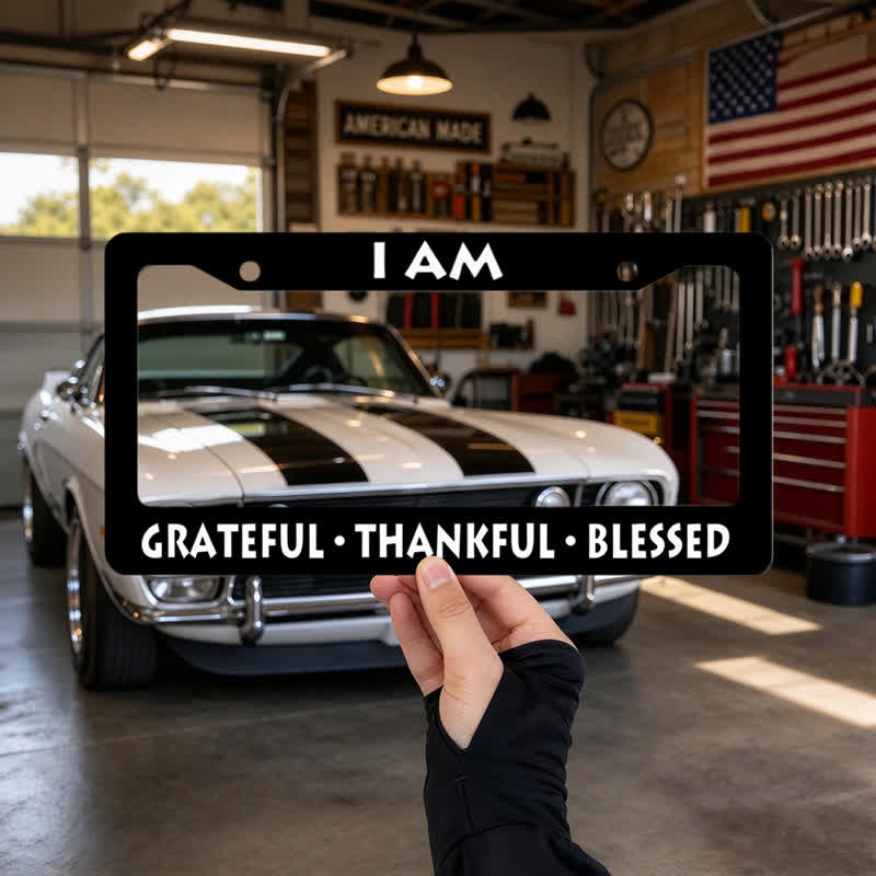 Christianartworkshop I Am Blessed Inscribed Metal Car Frame: Token of Abiding Heavenly Favor - image 3