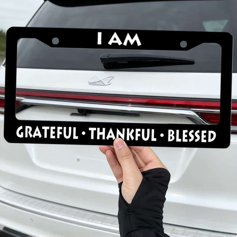 Christianartworkshop I Am Blessed Inscribed Metal Car Frame: Token of Abiding Heavenly Favor - image 1