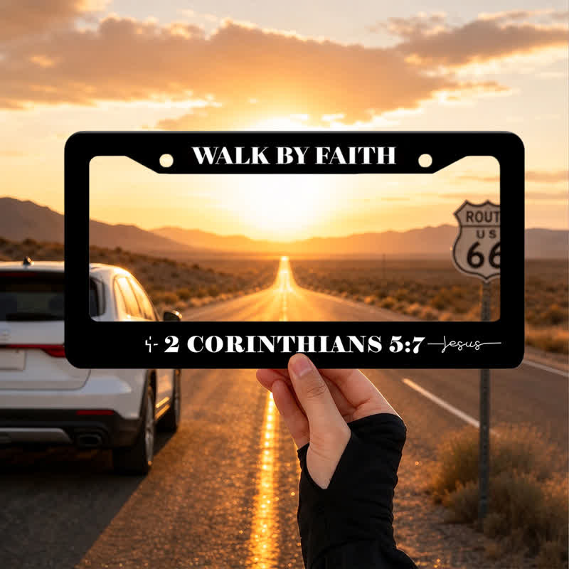 Christianartworkshop Cross Accented Faith Car License Frame: Beacon of Gentle Heavenly Light - 12.24"*6.26"*0.4"/31.1cm*15.9cm*1cm (Standard 6"x12" US plate size) - image 0