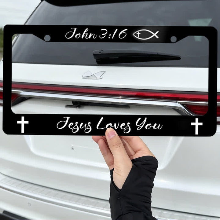 Christianartworkshop Cross & Ichthys Scripture Car License Frame: Beacon of Timeless Heavenly Truth - image 4