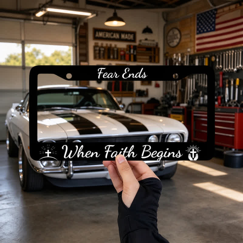 Christianartworkshop Sacred Cross Faith Metal Car Frame: Beacon of Steadfast Heavenly Strength - image 4