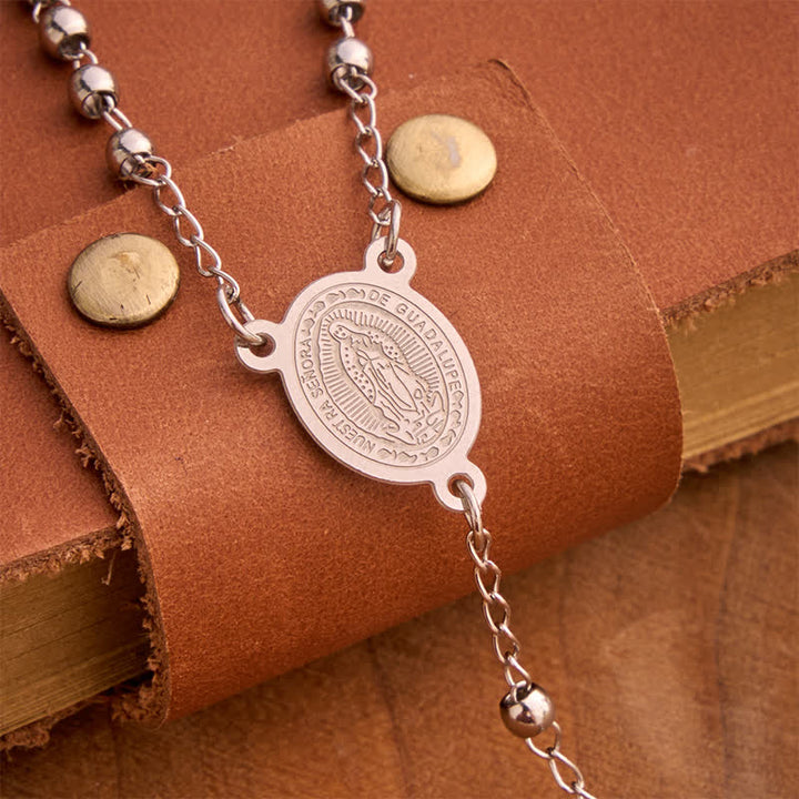 Christianartworkshop Our Lady Medal & Cross Ball Chain Rosary: Token of Gentle Divine Comfort - image 9