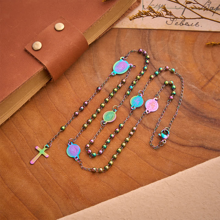 Christianartworkshop Our Lady Medal & Cross Ball Chain Rosary: Token of Gentle Divine Comfort - Multicolor - image 10