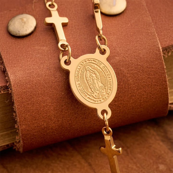 Christianartworkshop Our Lady Medal Cross Link Rosary: Token of Gentle Divine Comfort - image 1