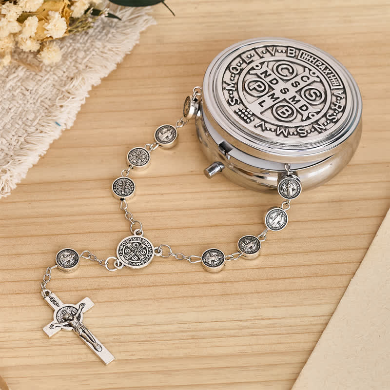 Christianartworkshop Engraved St Benedict Rosary Bracelet With Crucifix - image 2
