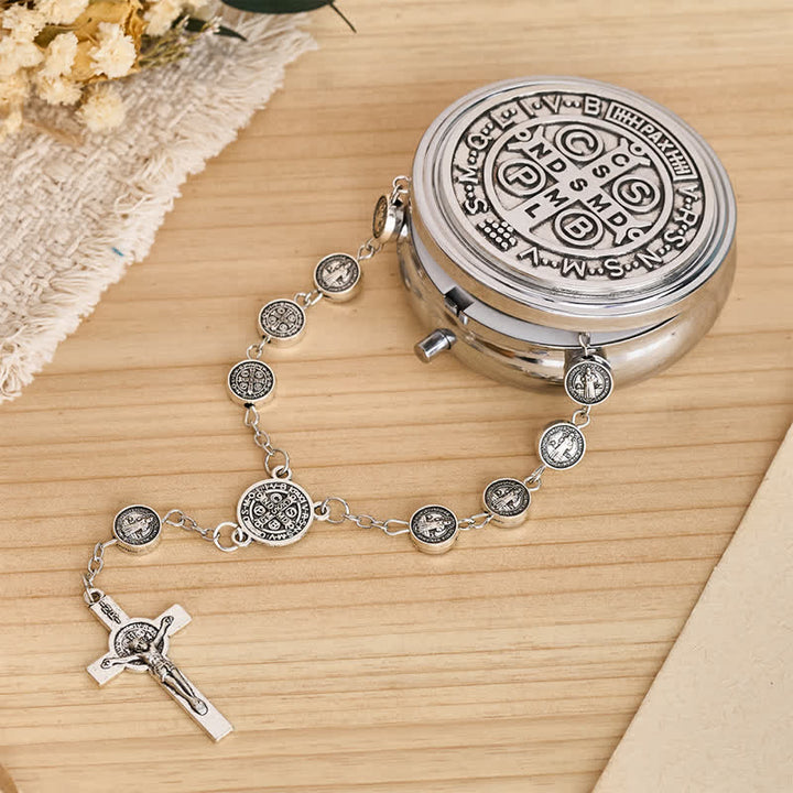 Christianartworkshop Engraved St Benedict Rosary Bracelet With Crucifix - image 7