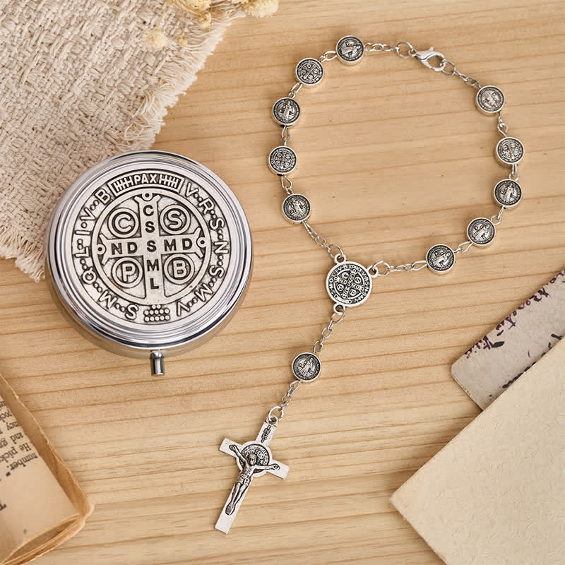 Christianartworkshop Engraved St Benedict Rosary Bracelet With Crucifix - image 5