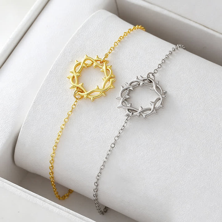 Christianartworkshop Crown of Thorns & Cross Copper Chain Bracelet: Token of Gentle Divine Comfort - image 1