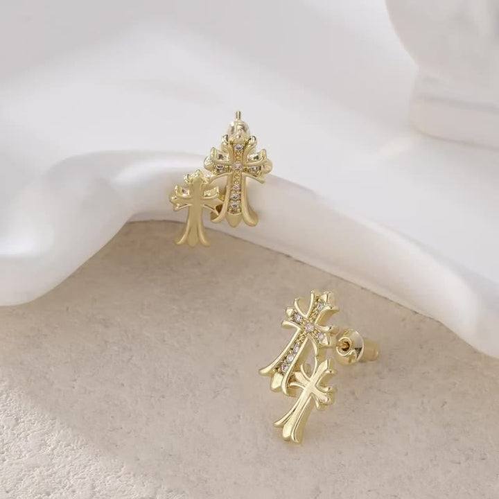 FREE Today: Polished Copper Double Cross Stud Earrings: Icon of Warm Heavenly Blessing - image 1