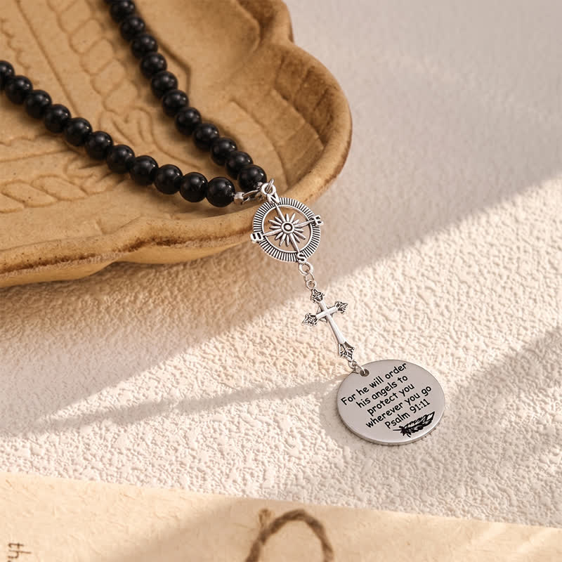 Christianartworkshop Engraved Scripture Cross Car Pendant: Token of Gentle Divine Travel Protection - image 6