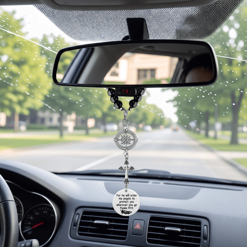 Christianartworkshop Engraved Scripture Cross Car Pendant: Token of Gentle Divine Travel Protection - image 5