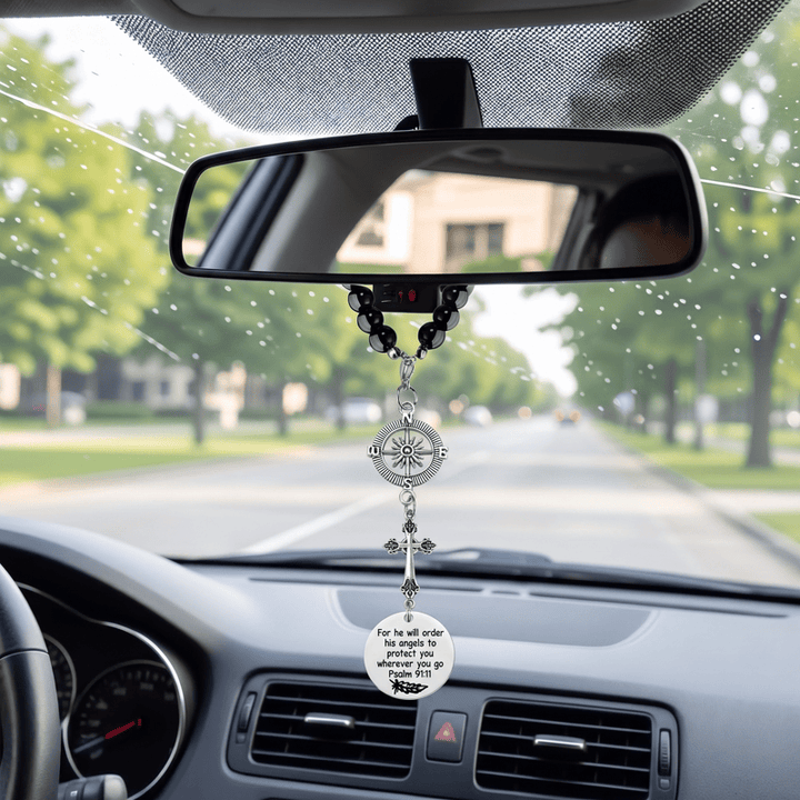 Christianartworkshop Engraved Scripture Cross Car Pendant: Token of Gentle Divine Travel Protection - image 5