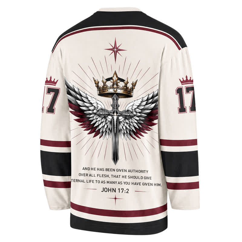Christianartworkshop Christ Is King Vintage Long Sleeve Hockey Jersey - image 1