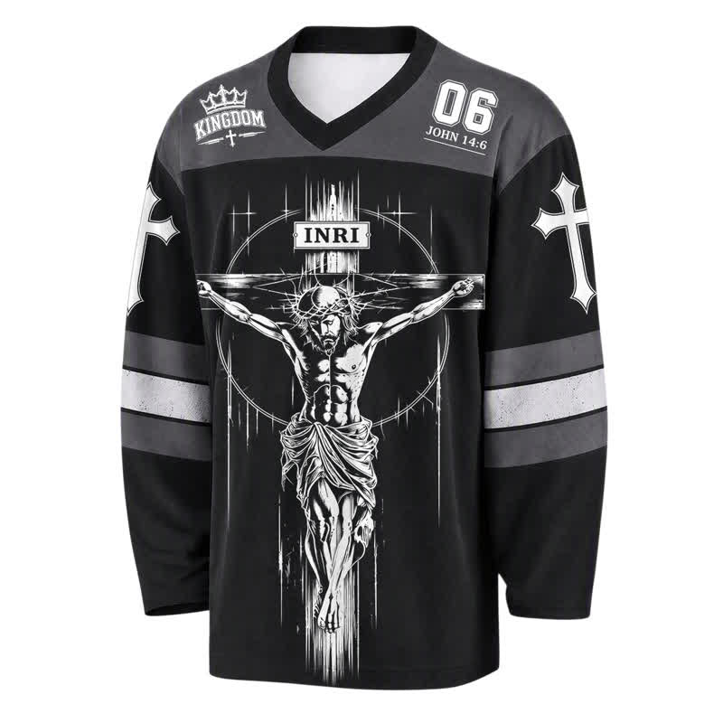 Christianartworkshop Walk By Faith Black Streetwear Hockey Jersey - image 2