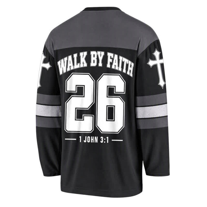 Christianartworkshop Walk By Faith Black Streetwear Hockey Jersey - image 1