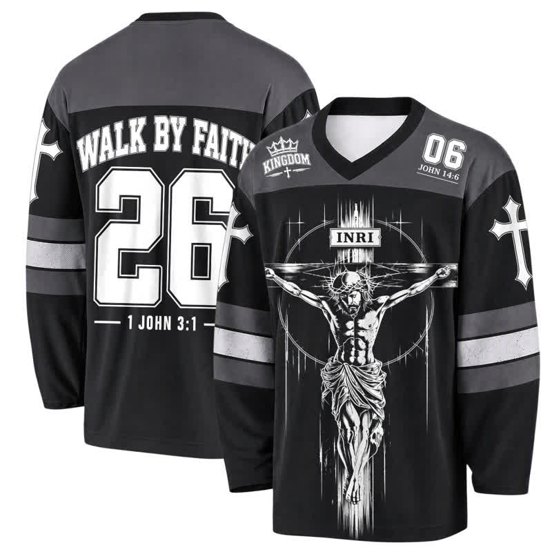 Christianartworkshop Walk By Faith Black Streetwear Hockey Jersey - 5XL - image 0