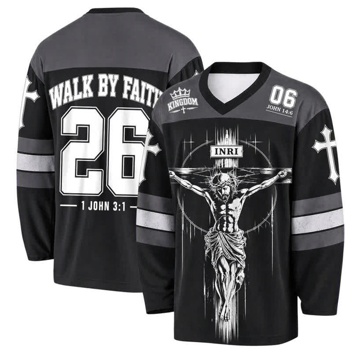 Christianartworkshop Walk By Faith Black Streetwear Hockey Jersey - 5XL - image 0