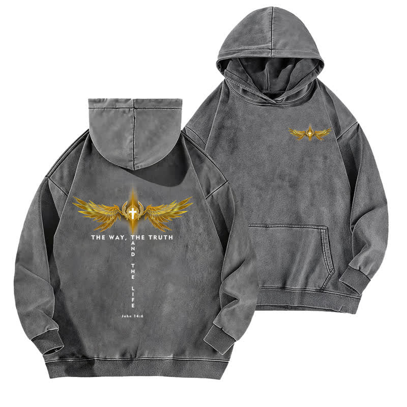 Christianartworkshop The Way The Truth And The Life Washed Hoodie - Grey - 5XL - image 6