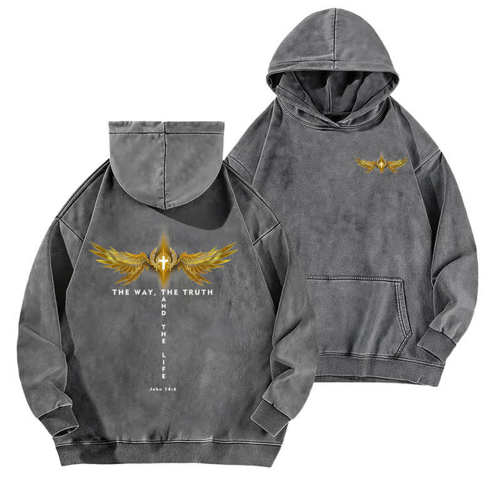 Christianartworkshop The Way The Truth And The Life Washed Hoodie - Grey - 5XL - image 6