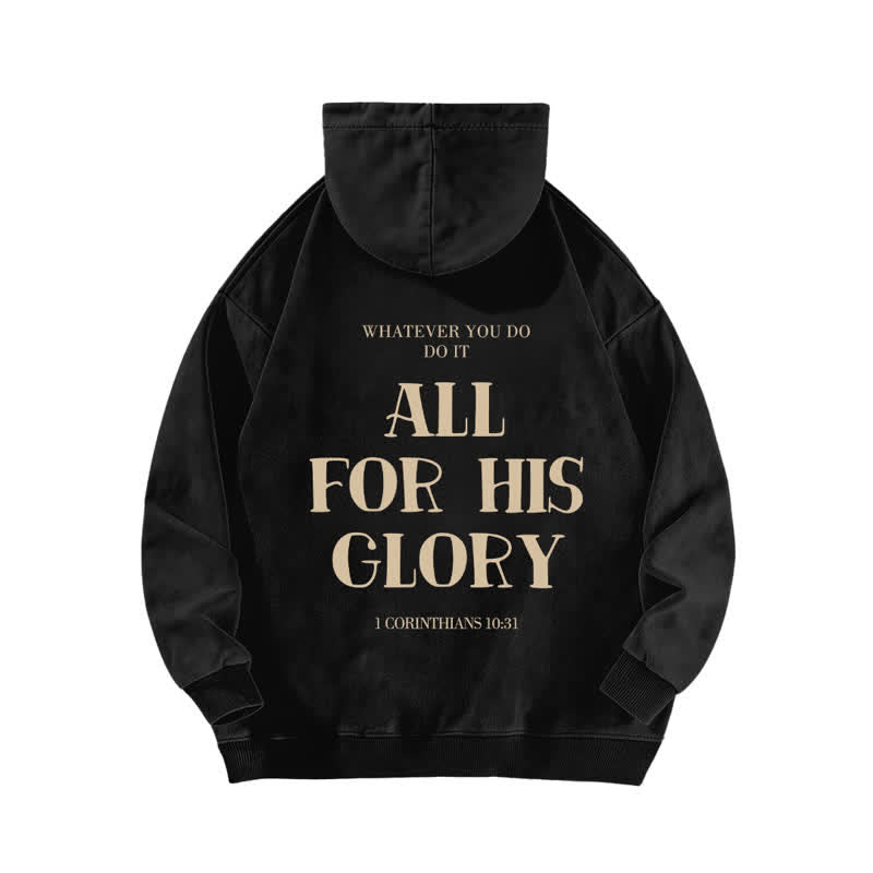 Christianartworkshop All For His Glory Verse Print Beige Washed Hoodie - image 4