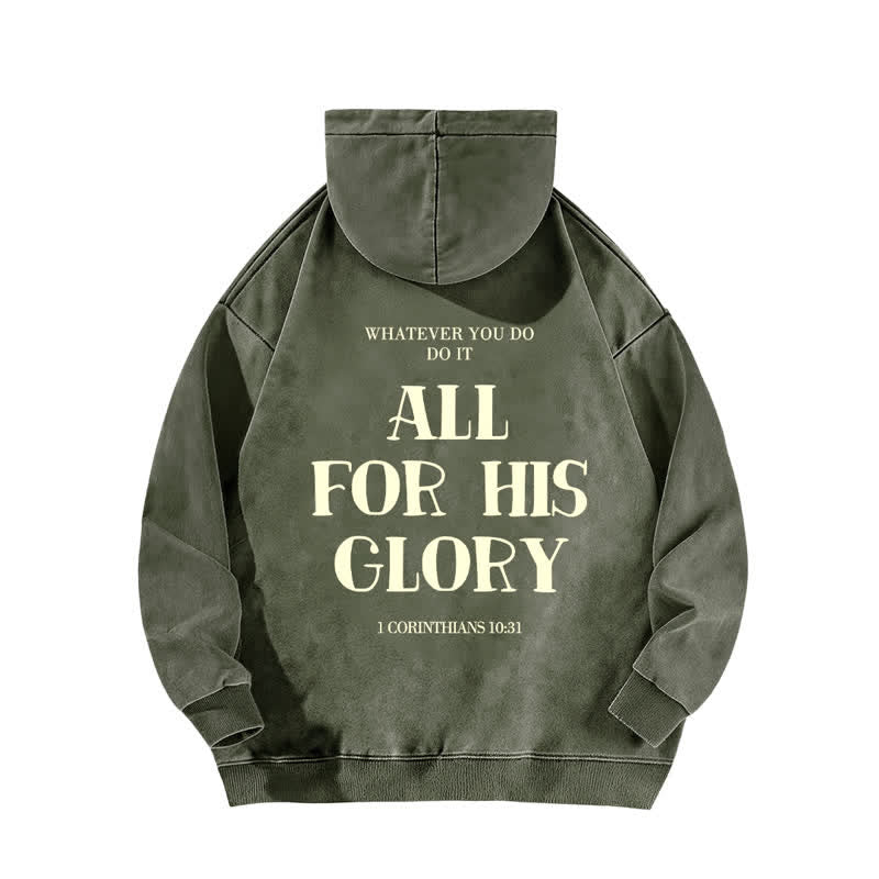 Christianartworkshop All For His Glory Verse Print Beige Washed Hoodie - image 10