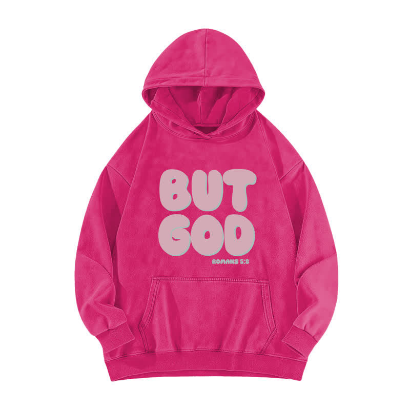Christianartworkshop But God Romans 5:8 Vintage Pink Washed Hoodie - Rose - 5XL - image 0