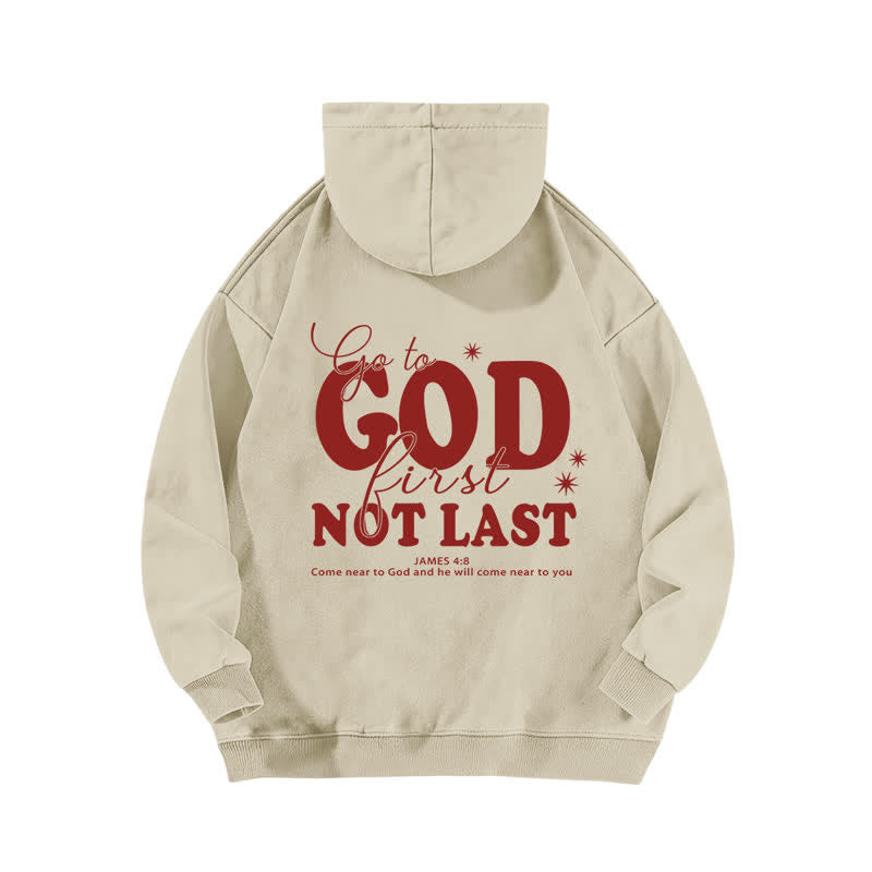 Christianartworkshop Go To God First Not Last Beige Washed Hoodie - image 1