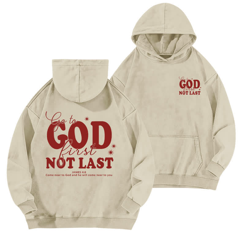 Christianartworkshop Go To God First Not Last Beige Washed Hoodie - Apricot - 5XL - image 0