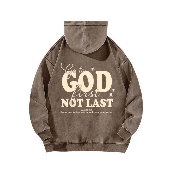 Christianartworkshop Go To God First Not Last Beige Washed Hoodie - image 16
