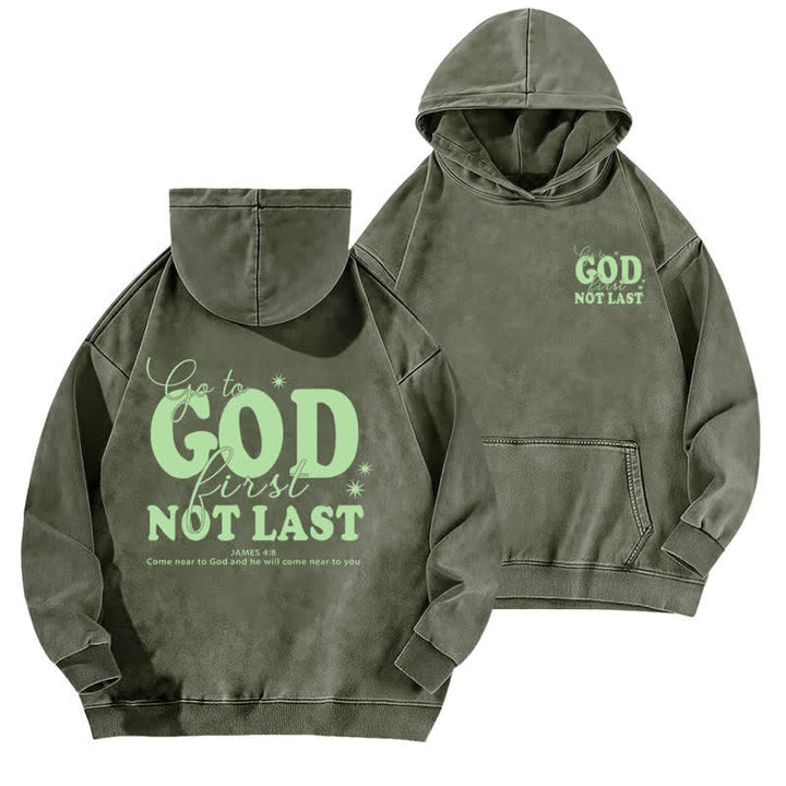 Christianartworkshop Go To God First Not Last Beige Washed Hoodie - Army Green - 5XL - image 12