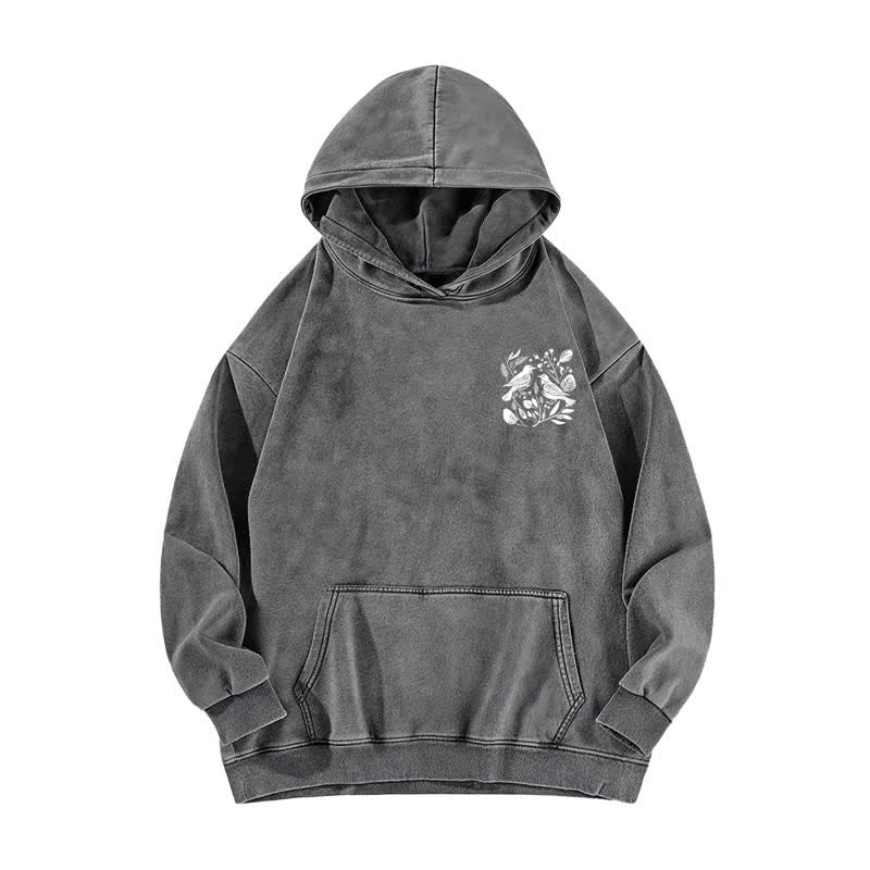 Christianartworkshop Praise The Lord Botanical Bird Beige Washed Hoodie - image 8