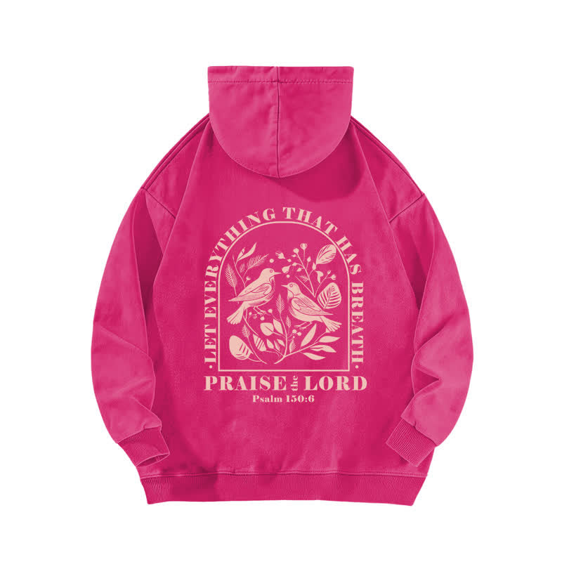 Christianartworkshop Praise The Lord Botanical Bird Beige Washed Hoodie - image 16