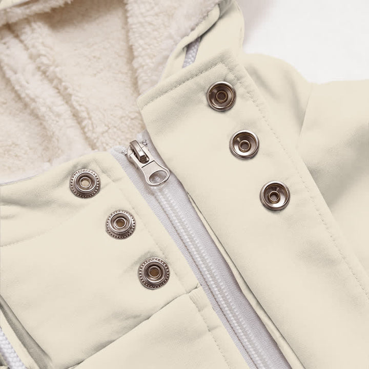 Christianartworkshop Beige Floral Vine Hooded Fleece Coat For Women - image 3