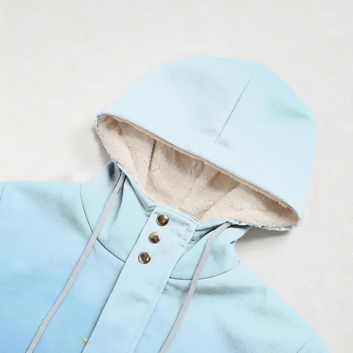 Christianartworkshop Blue Ombre Madonna Art Hooded Women's Fleece Coat - image 2