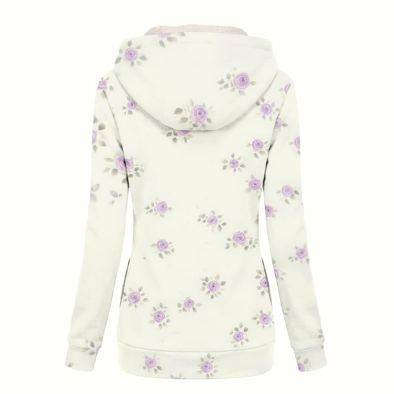 Christianartworkshop Floral Cross Hooded Cozy Women's Fleece Coat - image 1