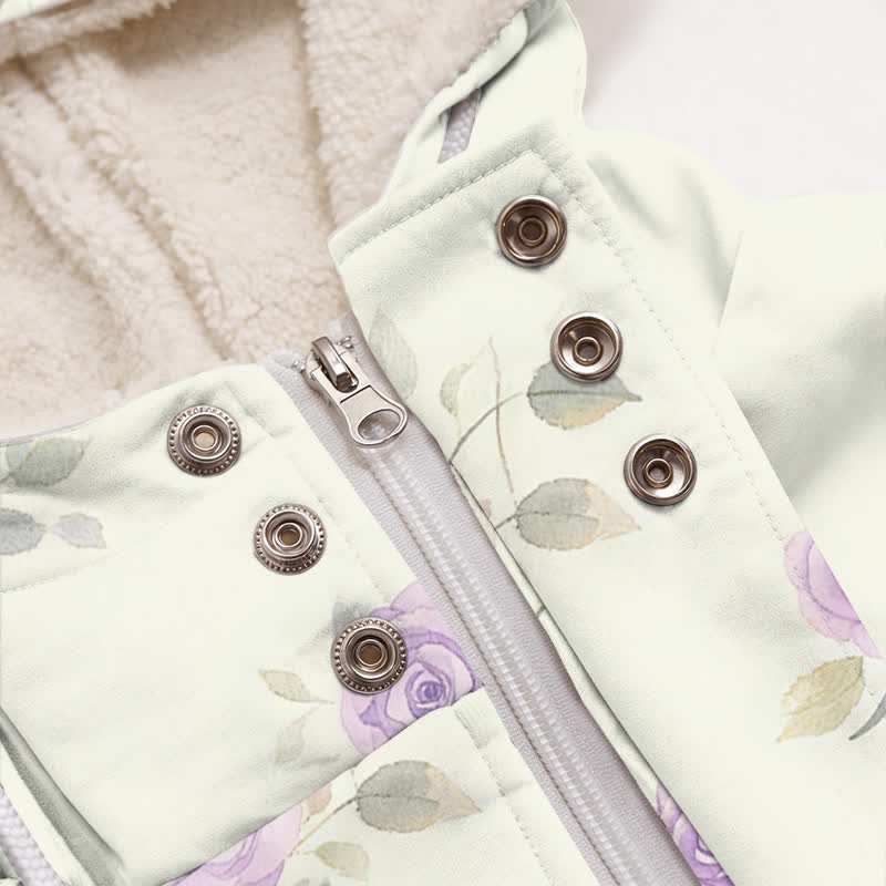 Christianartworkshop Floral Cross Hooded Cozy Women's Fleece Coat - image 3