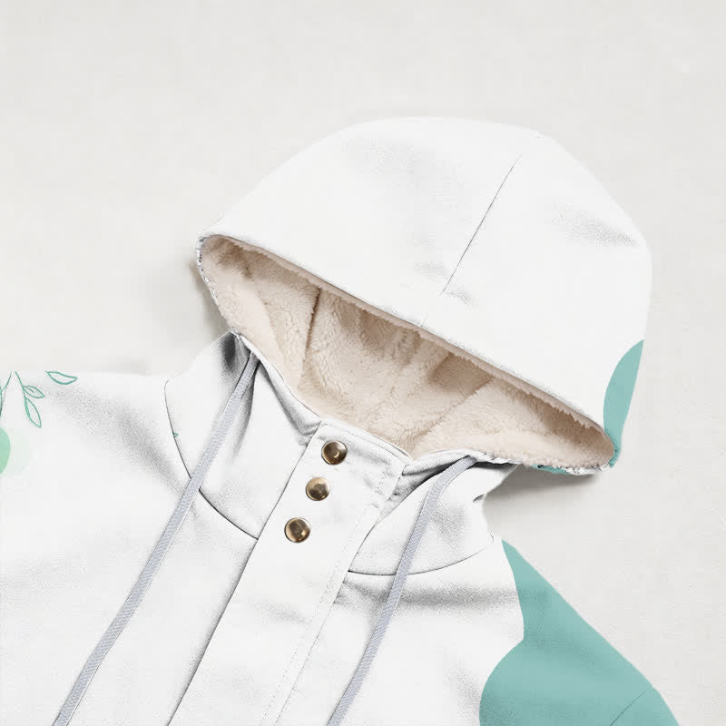 Christianartworkshop Floral Cross Hooded Sherpa Lined Women's Fleece Coat - image 2