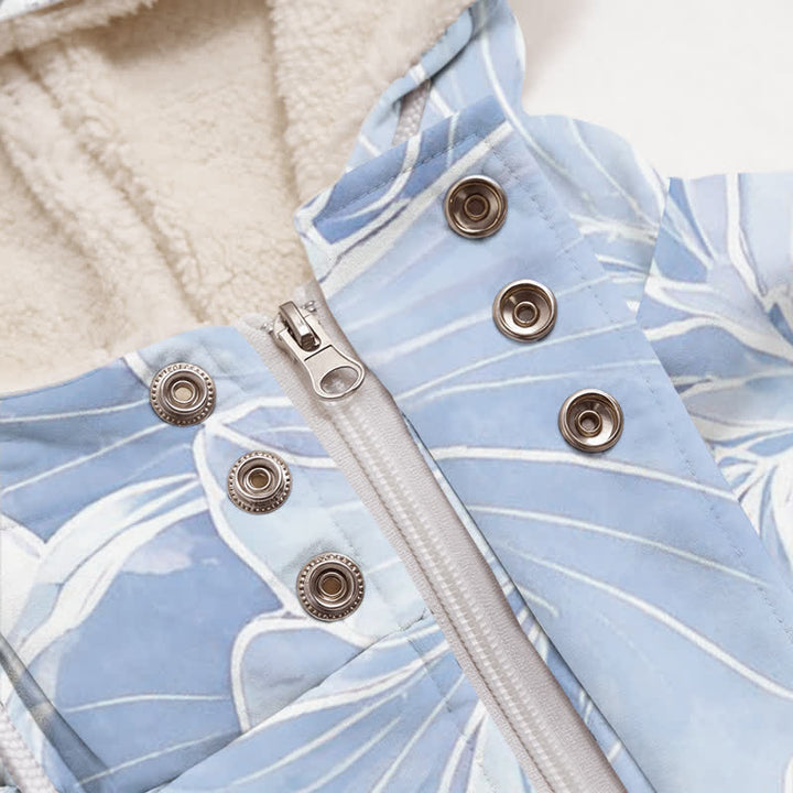 Christianartworkshop God Is Always On Time Blue Floral Hooded Fleece Coat - image 3
