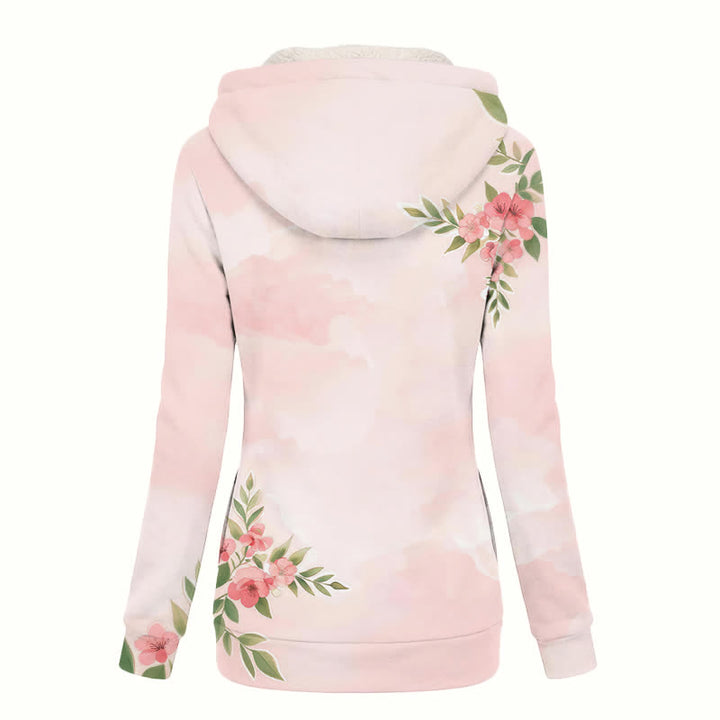 Christianartworkshop Blush Floral Hooded Sherpa Lined Women's Fleece Coat - image 1