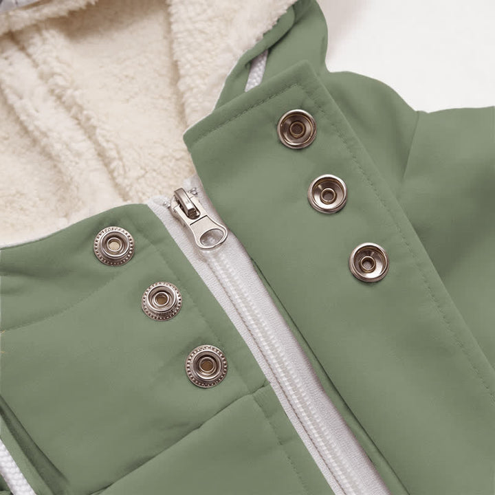 Christianartworkshop Olive Cross Floral Hooded Women's Fleece Coat - image 3